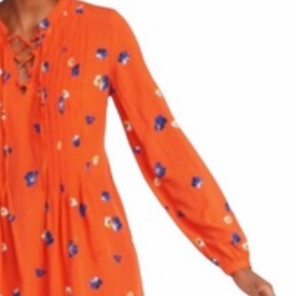 Old Navy Orange Floral Print Long Sleeve V Neck S - Picture 7 of 7